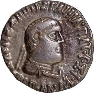 Silver Drachma Coin of Apollodotus II of Indo Greeks.