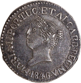 Indo Portuguese Goa D Maria II Silver Half Pardao Coin of 1846.