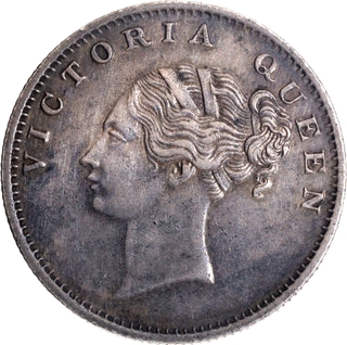 Extremely Rare 1840 Silver Half Rupee Coin of Calcutta Mint of Victoria Queen.