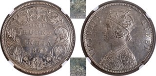 Extremely Rare Unlisted Silver One Rupee Coin of Victoria Queen of Bombay Mint of 1862.