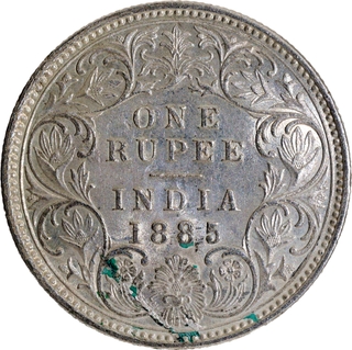 Rare Silver One Rupee Coin of Victoria Empress of Bombay Mint of 1885.