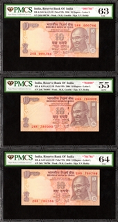 786 Fancy Number Banknotes of Republic India of Ten Rupees Signed by Y V Reddy of 2006.