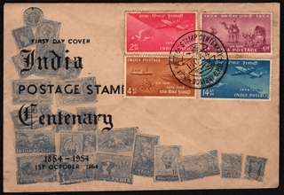 Rare First Day Cover of 1954 for Postage Stamp Centenary with a pictorial cancellation.