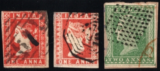 Queen Victoria lithograph stamp of 1854 of 1 Anna.