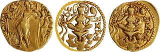 Kumaragupta I Gold Dinar Coin of Guptas of Archer type and Brahmi letter without Ku.