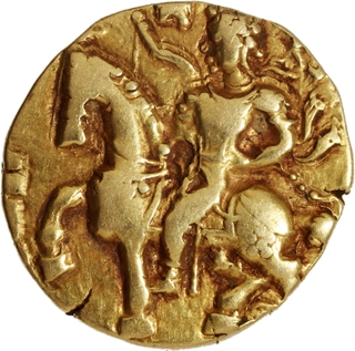 Kumaragupta I Gold Dinar Coin of Guptas of  Horseman type.