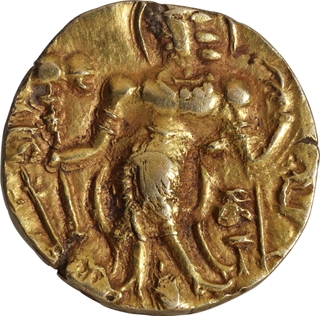 Extremely Rare Narasimhagupta Gold Dinar Coin of Guptas of Archer type.