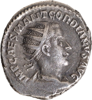 Silver Denarius Coin of Gordiano III of Roman Empire.