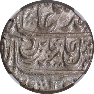 NGC Grade as MS63 Silver One Rupee Coin of Shah Alam II of Hathras Mint.