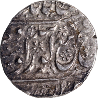 Sikh Empire Ranjit Singh Sri Amritsar Jiyo Mint (Completely visible) Silver Rupee Coin with VS 1884/90.