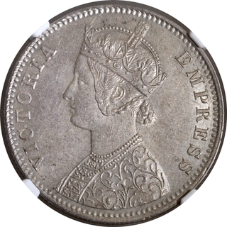 Very Rare Grade NGC Grade MS 62 Mangal Singh Silver Rupee With the Name of Victoria Empress of Alwar State.