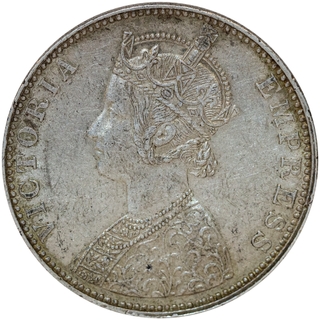 Bikaner State, Ganga Singh Silver Rupee 1892 AD Coin.