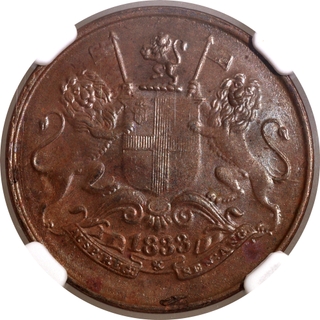 NGC Grade as MS63BN Copper Quarter Anna Coin of Bombay Presidency.