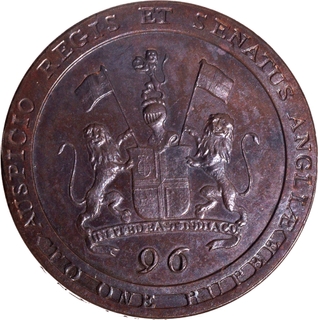 Extremely Rare Madras Presidency Copper Half Dub Original Proof Coin of 1794.