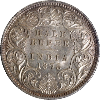 Extremely Rare 1875 Calcutta Mint of Silver Half Rupee Coin of Victoria Queen.