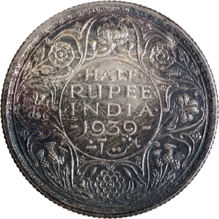 Very Rare Silver Half Rupee Coin of King George VI of Bombay Mint of 1939.