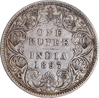 Very Rare Silver One Rupee Coin of Victoria Empress of Bombay Mint of 1897.