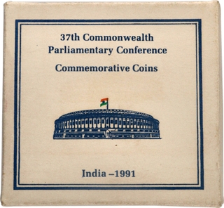  VIP Proof Set of 1991 of 37th Commonwealth Parliamentary Conference of 10 Rupees Coin Bombay Mint.