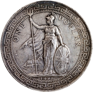 Silver Trade Dollar Coin of United Kingdom of 1897.