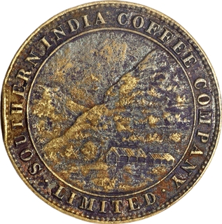 Extremely Rare Brass Coffee Token of Southern India Coffee Company.   