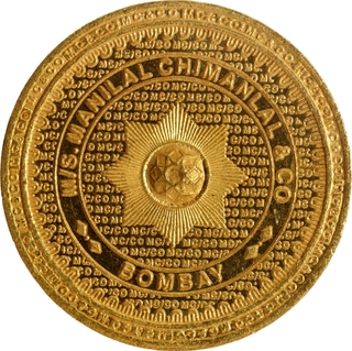 Gold One Tola Token of M/s Manilal Chimanlal & Co Bombay.