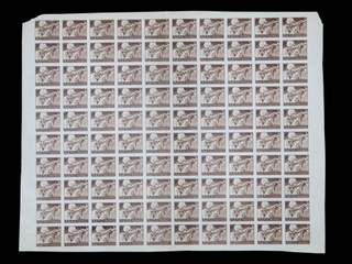 Azad Hind Full Sheet of 100 Stamps of 1 Anna and 1 Anna.