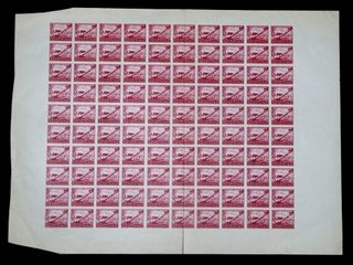 Azad Hind Full Sheet of 100 Stamps of 1 Anna.