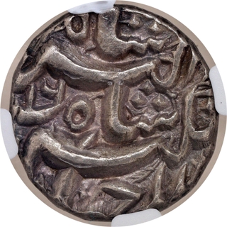 Top Pop NGC Grade as AU55 Jahangir Silver Rupee Coin of Qandahar Mint with Hijri 1030 and 16 RY.