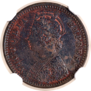 NGC Grade as AU 55 BN Dewas Senior Branch Krishnaji Rao Copper One Twelfth Anna 1888 AD Coin. 