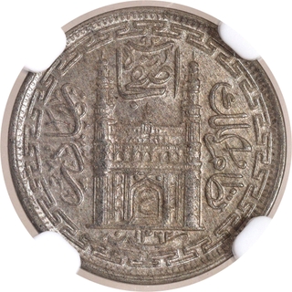 NGC Graded as MS 63 Hyderabad Mir Usman Ali Khan Haidarabad Farkhanda Bunyad,Silver Two Annas AH 1362 /33 RY Coin.