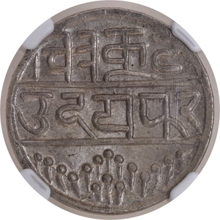 NGC Grade as UNC Details Silver Swarup Shahi Series Coin of Mewar State.