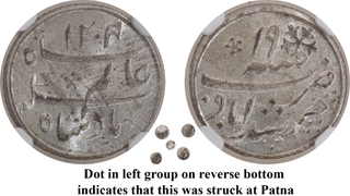 NGC Grade 65 Silver Quarter Rupee Coin of Bengal Presidency of Mursidabad Mint Struck at Patna.