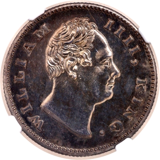 Exceedingly Rare NGC PF 65 Graded Silver Half Rupee Coin of King William IIII of Calcutta Mint of 1835.