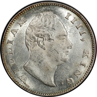 Very Rare PCGS MS 62 Graded Silver One Rupee Coin of Calcutta Mint of King William IIII of 1835.