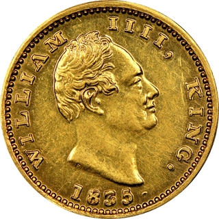 Exceedingly Rare Top Pop NGC PF 61 Graded Gold One Mohur Proof Restrike Coin of King William IIII of Calcutta Mint of 1835.