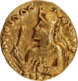 Ardokhsho type Gold Dinar Coin of Huvishka of Kushan Dynasty.