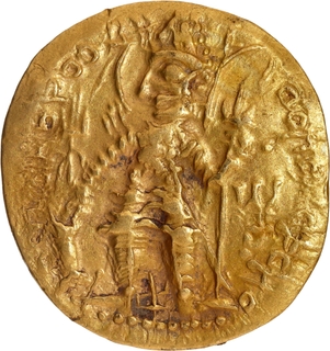 Oesho type Gold Dinar Coin of Vasudeva I of Kushan Dynasty.