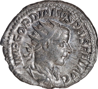 Silver Denarius Coin of Gordiano III of Roman Empire.