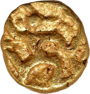 Gold Quarter Fanam Coin of Bukka I of Shilaharas of Karad.