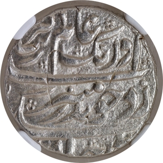 Grade by NGC as MS62 Aurangzeb Alamgir Silver Rupee Coin of Surat Bander e Mubarak Mint with Regnal year Ahad.