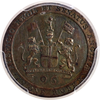  PCGS Grade Madras Presidency East India Company Copper 1/96 Rupee (Half Dub) 1797 AD Coin.