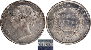 Rare Silver One Rupee Coin of Victoria Queen Divided Legend of Calcutta Mint of 1840.