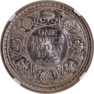 Very Rare NGC MS 63 Graded Silver One Rupee Coin of of King George V of 1913 of Bombay Mint.