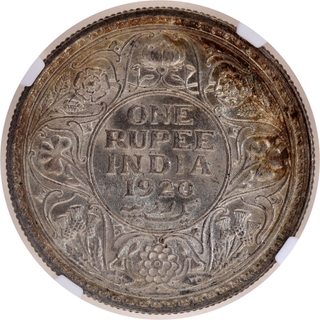 Rare NGC MS 63 Graded Silver One Rupee Coin of King George V of Bombay Mint of 1920.