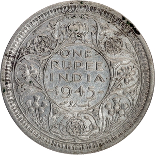 Very Rare Large Five Silver One Rupee Coin of King George VI of Lahore Mint of 1945.