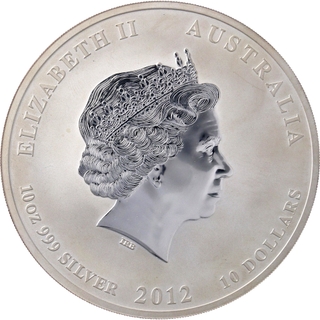 Proof Silver Ten Dollars Year of the Dragon Coin of Queen Elizabeth II of Australia of 2012.