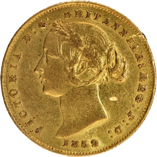 Gold Sovereign Coin of Queen Victoria of Australia of 1859.