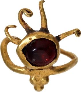 Gold Mukut with Ruby Rigvedic Primitive Money.