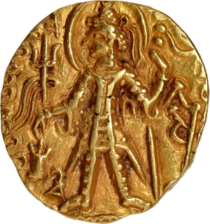 Ardokhsho type Gold Dinar Coin of Vasudeva II of Kushan Dynasty.