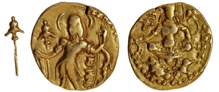 Gold Dinar Coin of Chandragupta II of Guptas of Archer type.